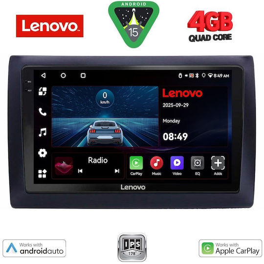 Lenovo Car Audio System for Fiat Stilo 2001-2007 (Bluetooth/USB/AUX/WiFi/GPS/Apple-Carplay/Android-Auto) with Touch Screen 9"