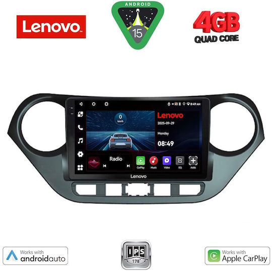 Lenovo Car Audio System for Hyundai i10 2014-2020 (Bluetooth/USB/AUX/WiFi/GPS/Apple-Carplay/Android-Auto) with Touch Screen 9"