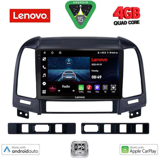 Lenovo Ηχοσύστημα Αυτοκινήτου για Hyundai Santa Fe 2005-2013 (Bluetooth/USB/AUX/WiFi/GPS/Apple-Carplay/Android-Auto) με Οθόνη Αφής 9"