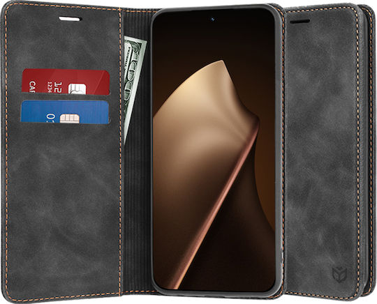 Techsuit Confy Cover Book Piele artificială / Silicon Negru (Xiaomi 15T Pro)