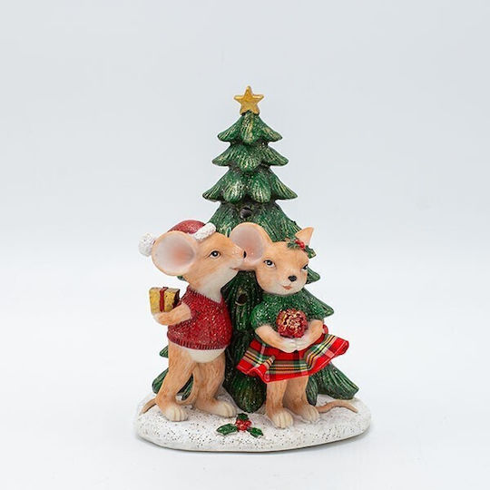 Estheti Decorative Polyresin Little Mice Pair Tree Illuminated 11x16cm 2 Pieces
