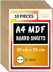 Creative Deco 10 X Foi De Lemn A4 Placă Mdf 300 X 210 X 2 Mm Foi Mdf Hârtie De Artizanat Decorativă Ideală Pentru Diy Pirografie Tăiere Laser Modelare Frezare Cnc Plotter Puzzle Electric