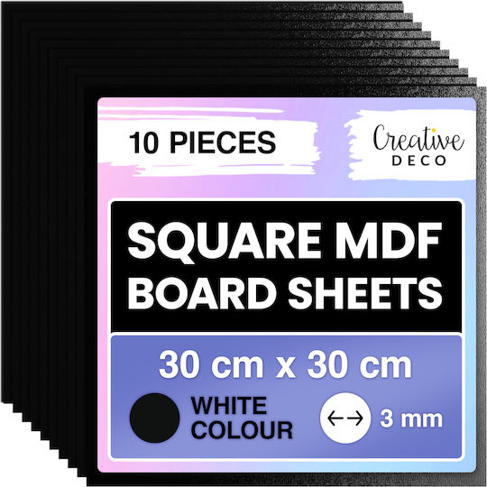 Creative Deco 10 X 30x30cm Black MDF Board 300 X 300 X 3 mm MDF Boards DIY Crafts Ideal Pyrography Laser Cutting Modeling Milling CNC Plotter Jigsaw