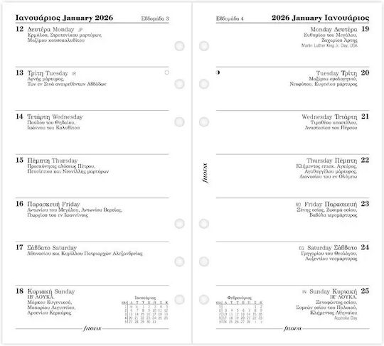 Filofax Weekly Replacement Diary Personal 2026