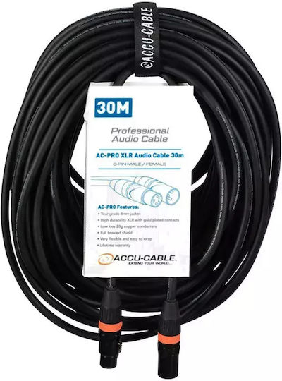 Accu-Cable Ac-pro Кабел XLR мъжки - Черен 30м