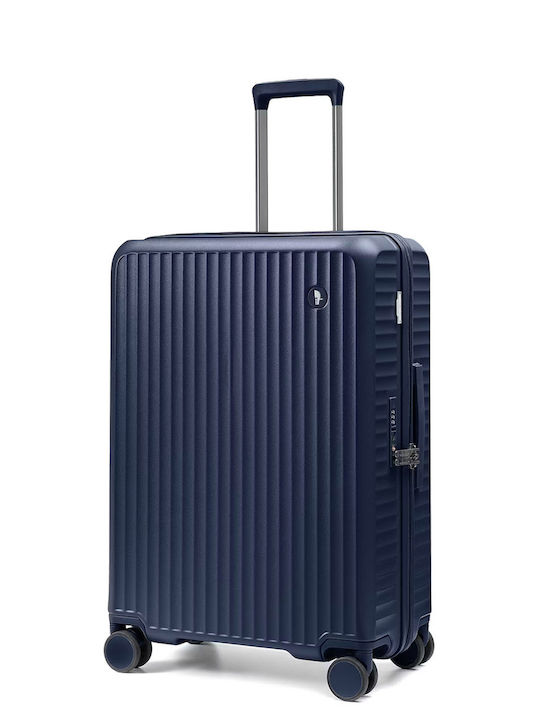 Puccini Monte Carlo Μεσαία Βαλίτσα Ταξιδίου Σκληρή Navy Blue με 4 Ρόδες Ύψους 65.5εκ.