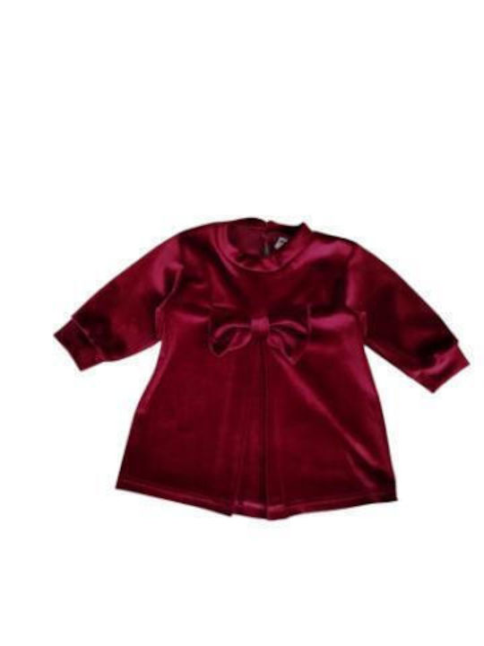Children's Dress Long Sleeve Velvet Burgundy