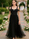 Kinderkleid Ärmellos Tüll Schwarz