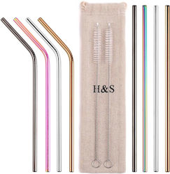 Set 8 Reusable Straws 2 Cleaning Brushes H&s Multicolour 20 Cm