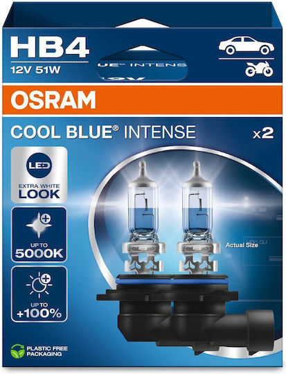 Osram Lamps Car Cool Blue Intense HB4-9006 Halogen 5000K Cold White 12V 51W 2pcs