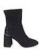 Suede Women's Ankle Boots with High Heel Black