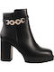 Leather Women's Ankle Boots with High Heel Black