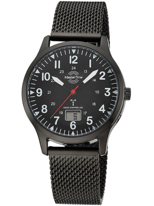 Digital Herrenuhr 40mm Batteriefunktion mit Schwarz Metallisch Armband