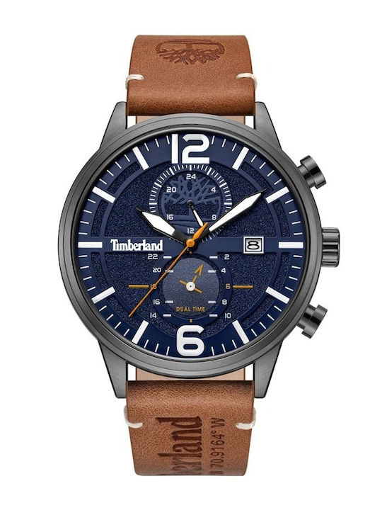 Timberland Ανδρικό Ρολόι Μπαταρίας με Καφέ Δερμ...