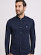 Μακρυμάνικo Πουκάμισο Μαύρο Με Καφέ Λεπτομέρειες