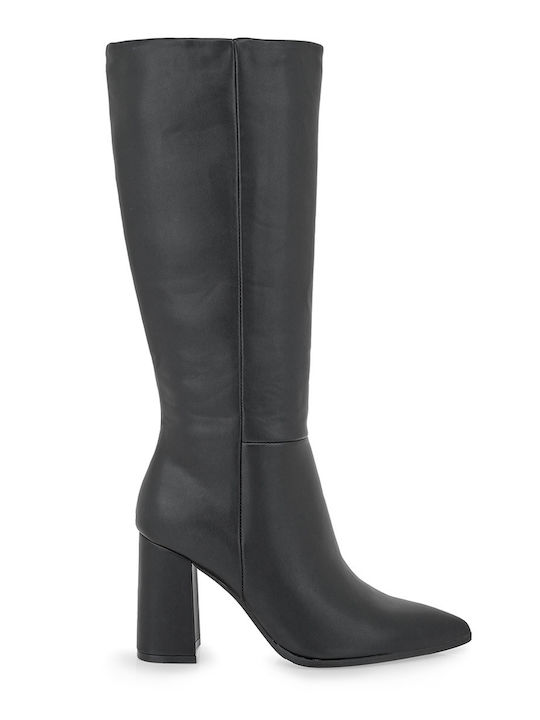 Synthetic Leather High Heel Women's Boots Black