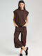 Women's Fabric Trousers Relaxed Fit Brown