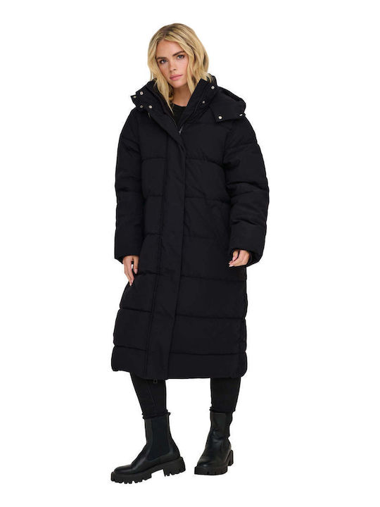 Jdy Women's Long Puffer Jacket for Winter Black
