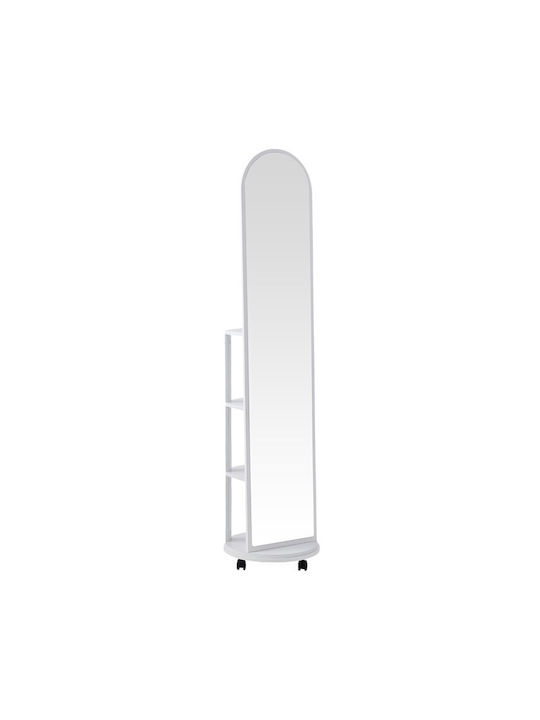 Pakketo Espero Boden- oder Standspiegel mit Gewölbtem Weißem Holzrahmen 170x34cm