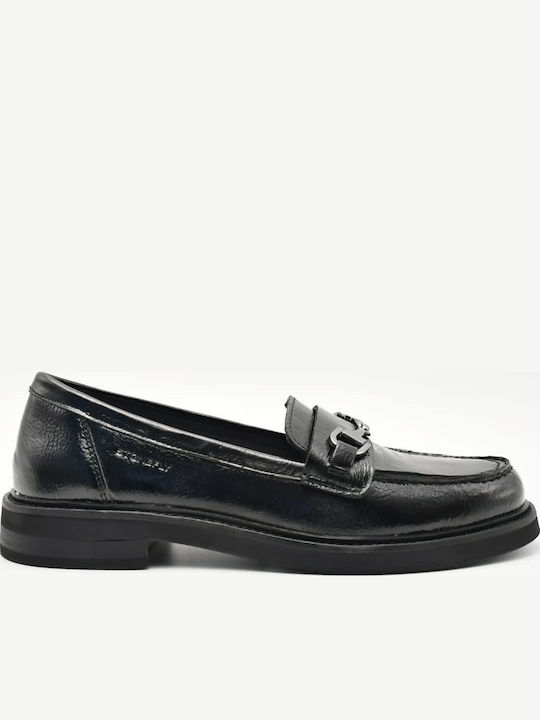 Leather Women's Loafers in Black Color