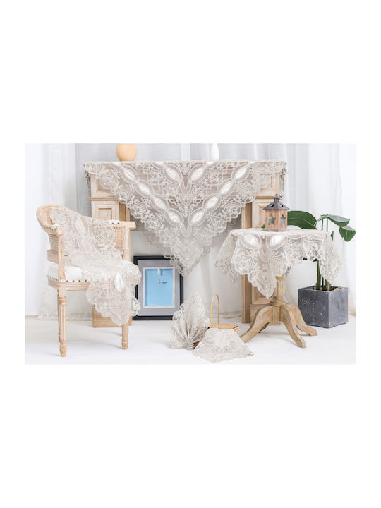 Liolios Home Kariert Leinen Lt Coffee 85x85cm