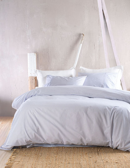 Rythmos Duvet Cover Set Cotton Single with Pillowcase 160x250 Motiv Light Blue