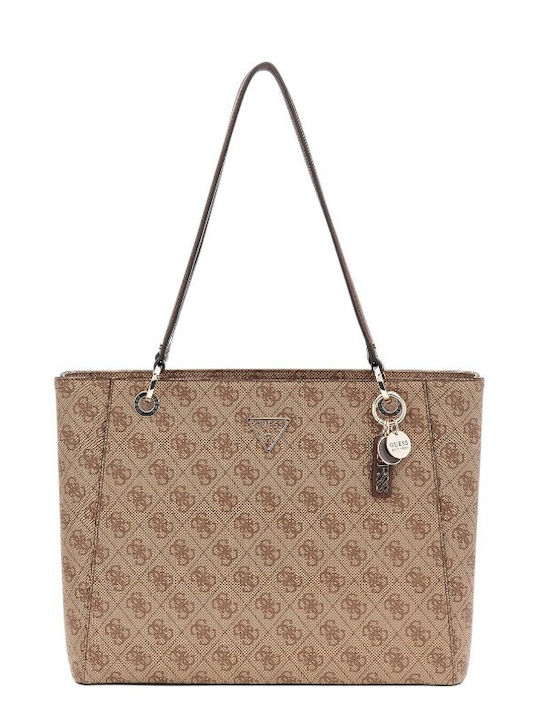 Guess Latte Logo Γυναικεία Τσάντα Ώμου Μπεζ