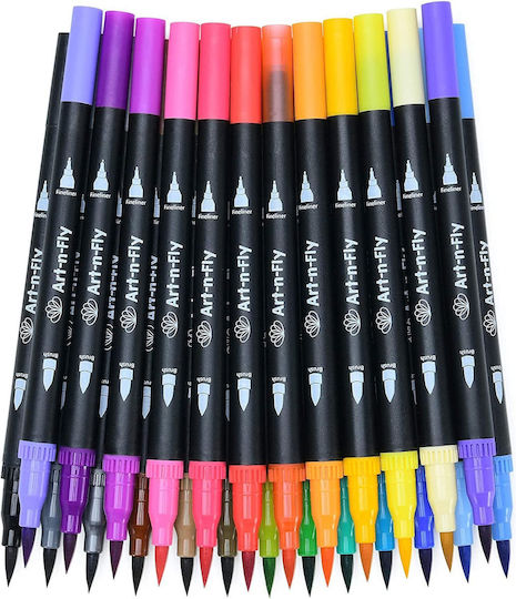 Double Tip Μαρκαδόροι Ζωγραφικής 0.4mm Λεπτοί Σετ 25 χρώματα