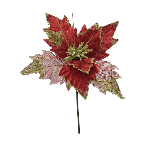 General Trade Weihnachtsdekoration Blume Länge 25cm. Rot-Gold