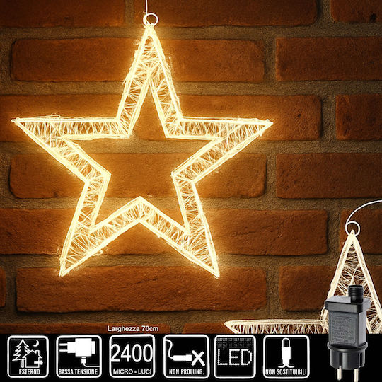 Bakaji Metal 3D Christmas Star 2400 Warm Light LEDs Width 70 cm 02842877
