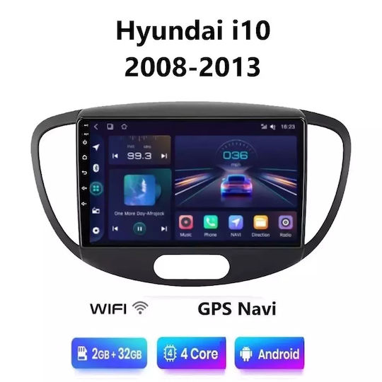 Car Audio System for Hyundai i10 2008-2013 (Bluetooth/USB/WiFi/GPS/Apple-Carplay/Android-Auto) with Touch Screen 9"