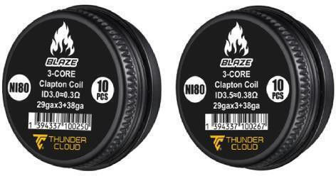 Thunder Cloud Tri Core Fused Clapton Coils Ni80 10 Stück Widerstandsdrähte 0,38 Ohm