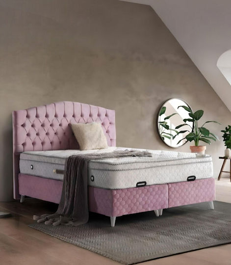 Rosa Bett Kopfteil Geräumiger Stauraum 160x200cm