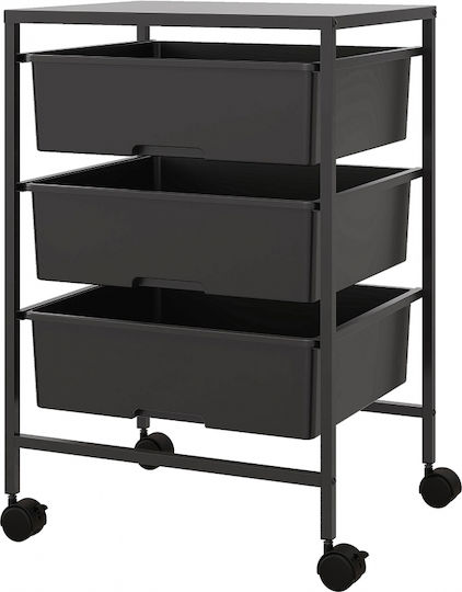 HomCom Black Plastic Kitchen Trolley
