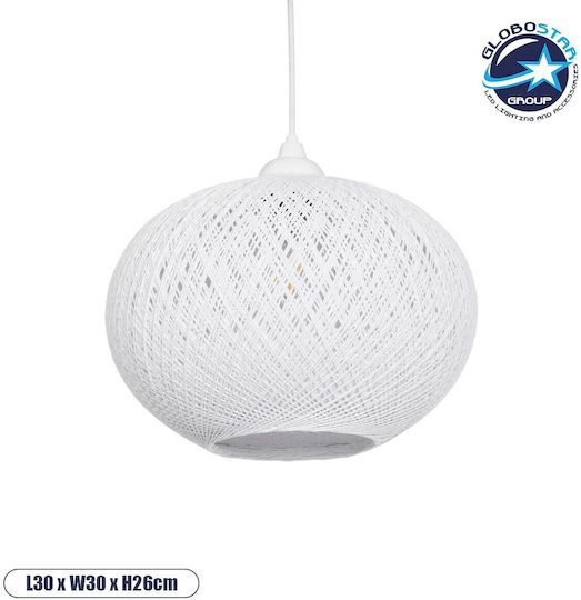 GloboStar Solei Висящо Осветително Тяло Бял Бохо с въже за Цокъл E27 30x30x35см.