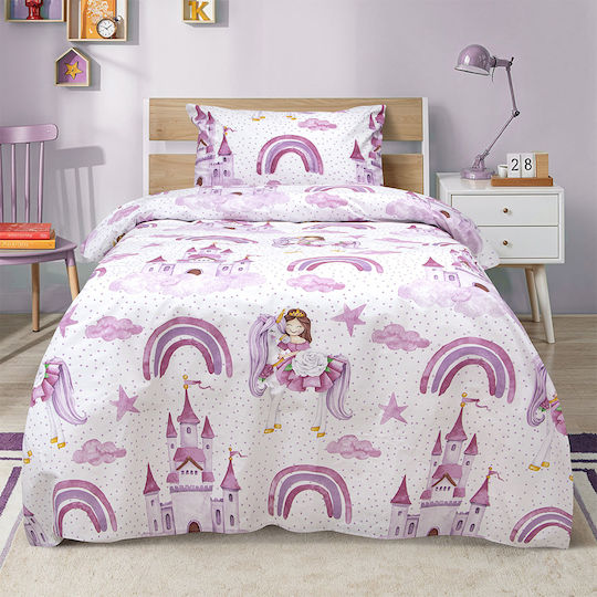 Lino Home Σετ Παιδικό Πάπλωμα Μονό με Μαξιλαροθήκη Λευκό 160x240εκ.