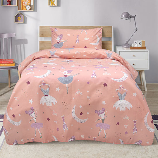 Lino Home Σετ Παιδικό Πάπλωμα Μονό με Μαξιλαροθήκη Κοραλί 160x240εκ.