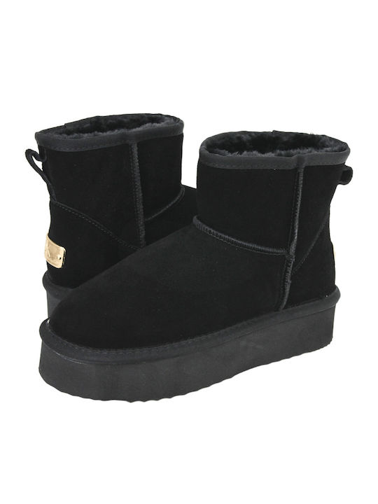Thimmen Suede Women's Ankle Boots with Fur Black