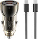 XO Cc60 Handy-Autoladegerät 60W Schnellladen mit Anschlüssen: 1xUSB-A 1xType-C inklusive Kabeltyp Type-C Schwarz