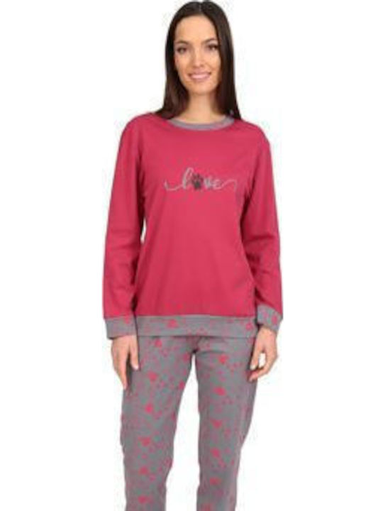 Lydia Creations Winter Women's Pyjama Set Red