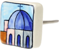 Ceramic Knob Greece 4x4cm Church