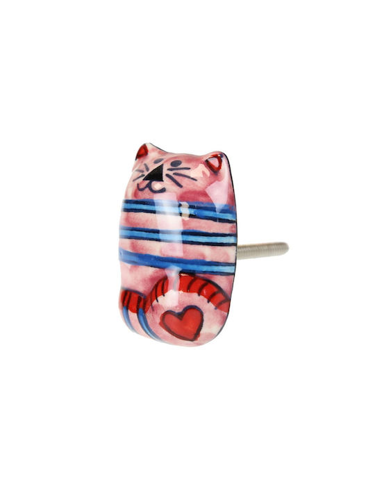 Buton Ceramic Pisică 4x5 cm Dungi