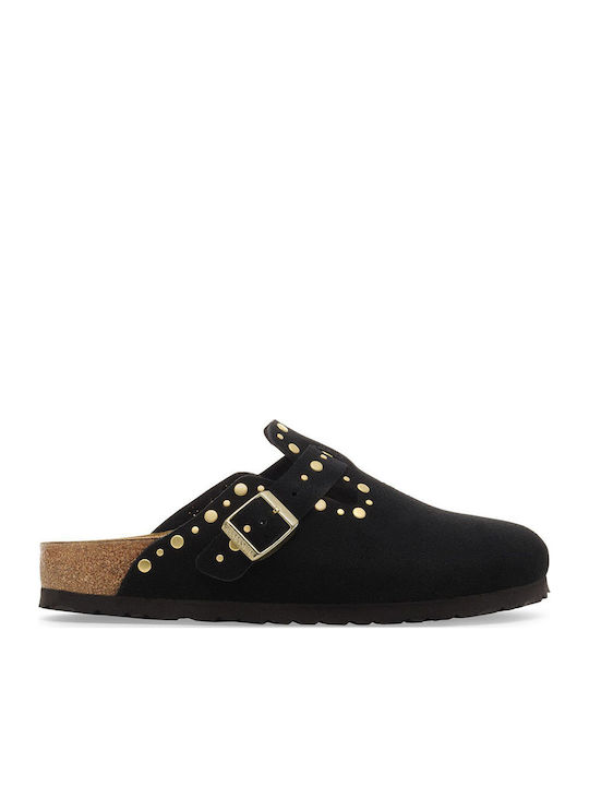Boston Anatomic Suede Clogs Women's Black Slippers