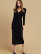Midi Abendkleid Mit Offenem Rücken Schwarze 92203774-Schwarz