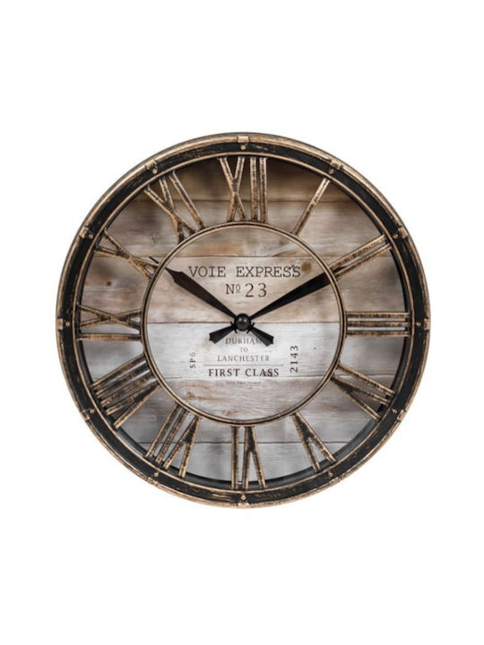 Decorative Wall Clock Bronze Brushed Roman Numerals Ø20cm