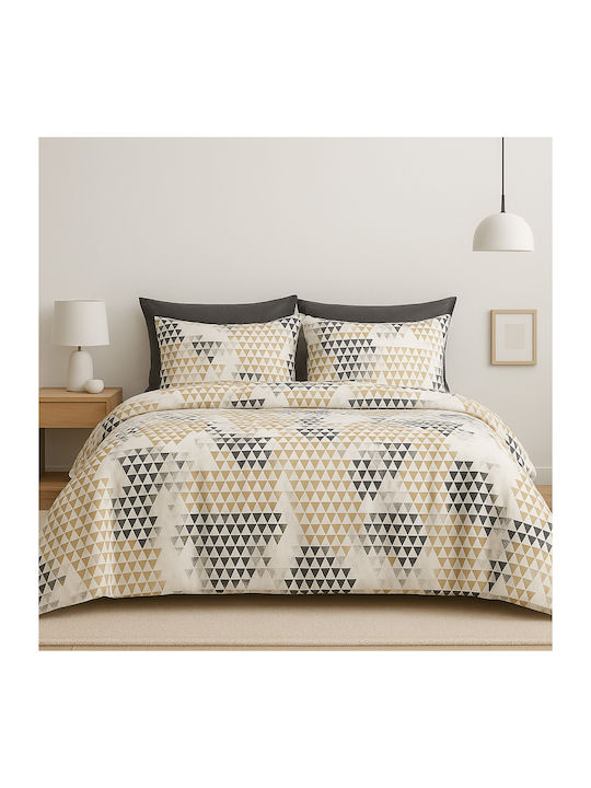 Saray Home Duvet Cover Set Queen with 2 Pillowcases 220x240 Linthia Gray