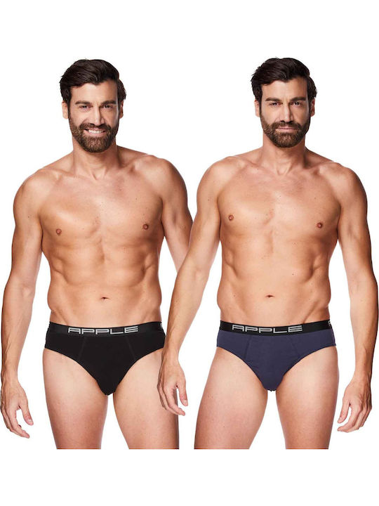 Apple Boxer Ανδρικά Σλιπ Μαύρο, Μπλε 2Pack