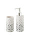 Bakaji Bathroom Accessory Set 2 Pieces Ceramic Soap Dispenser Tumbler Holder Gray Stars 02839914