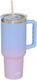 5Five Glass Thermos Stainless Steel 1.2lt PURPLE with Straw