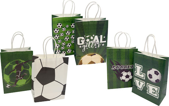 Paper Pack Τσάντα για Δώρο με Θέμα "Ποδόσφαιρο" Πολύχρωμη 15x8x21εκ. 12τμχ